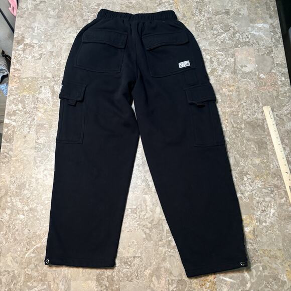 Pro Club Cargo Sweatpants Mens Small Black Heavyweight Baggy Y2K Fleece - Picture 7 of 9